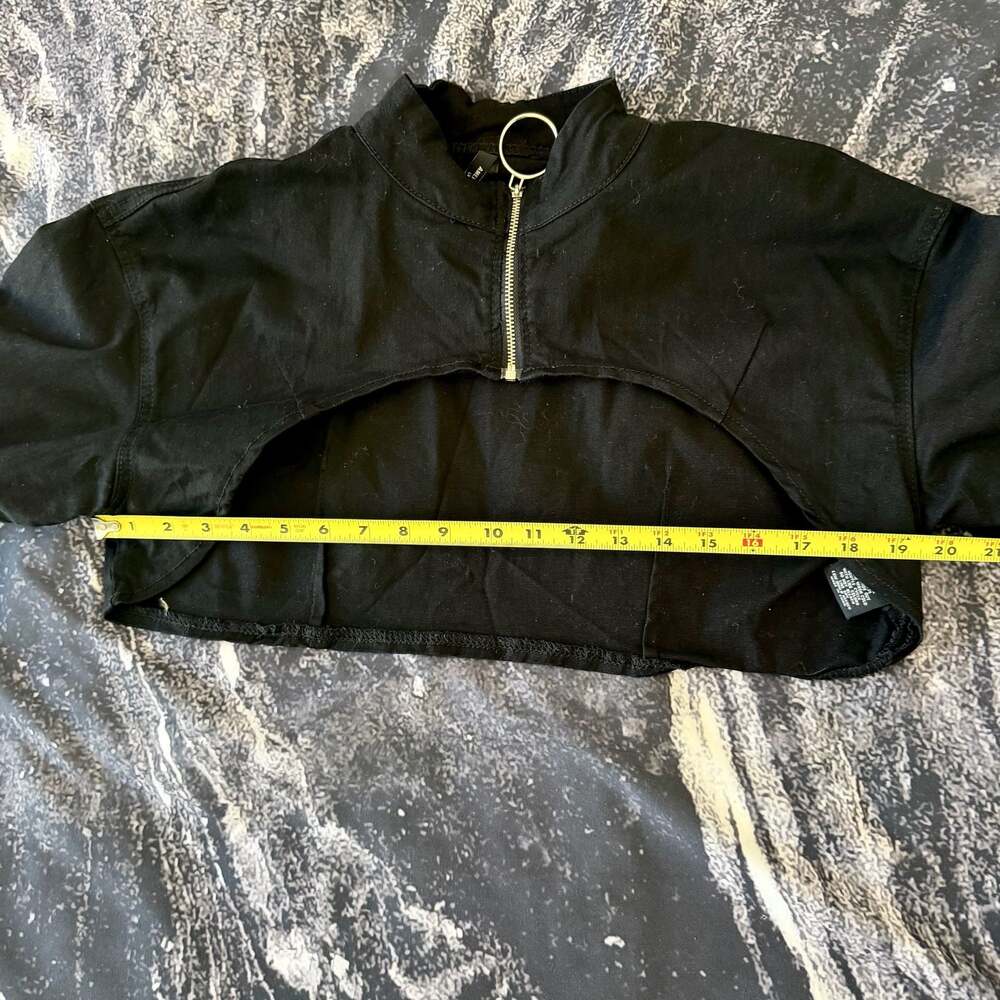 American Bazi RJK-2737 Long Sleeve Cropped Utility Jacket with O-Ring Zipper - Picture 6 of 6